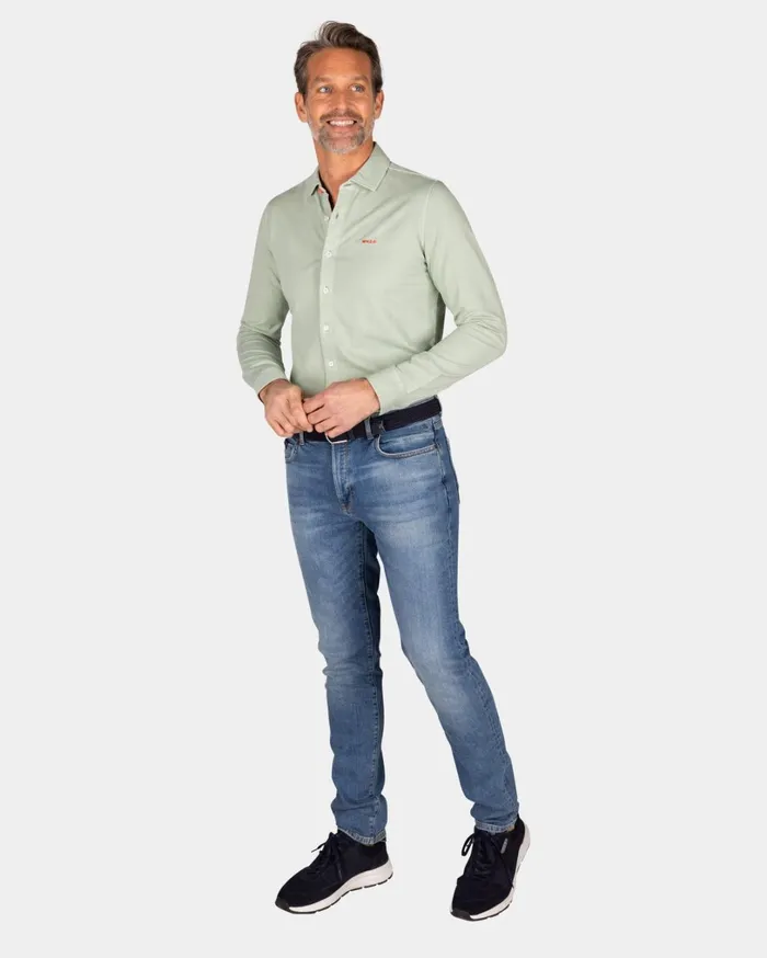 Men Sweatshirts NZA New Zealand Auckland Light Green Linen Shirt 8211 Dusty Army
