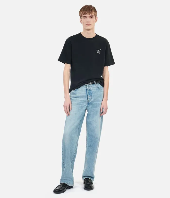 Men Tshirts THE KOOPLES Black Tshirt With Butterfly Flocking
