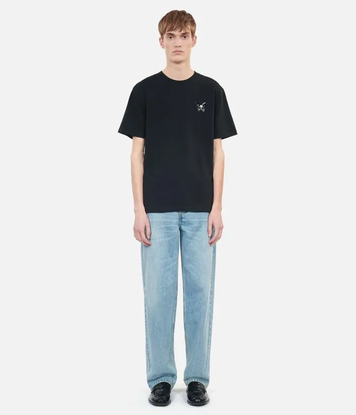 Men Tshirts THE KOOPLES Black Tshirt With Butterfly Flocking Men Tshirts THE KOOPLES Black Tshirt With Butterfly Flocking