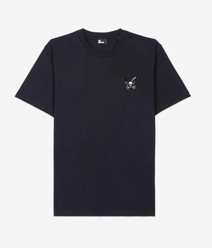Men Tshirts THE KOOPLES Black Tshirt With Butterfly Flocking Men Tshirts THE KOOPLES Black Tshirt With Butterfly Flocking