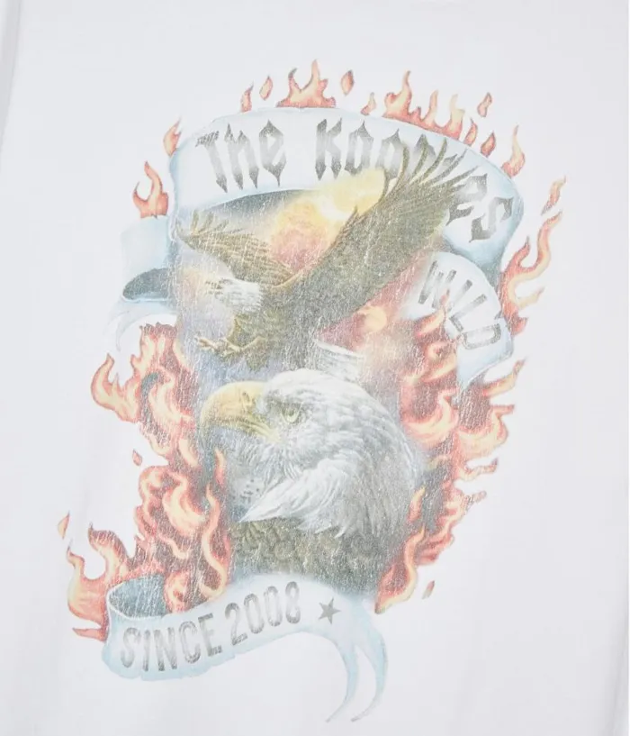 Men Tshirts THE KOOPLES Ecru Eagles On Fire Black Serigraphy Tshirt Men Tshirts THE KOOPLES Ecru Eagles On Fire Black Serigraphy Tshirt