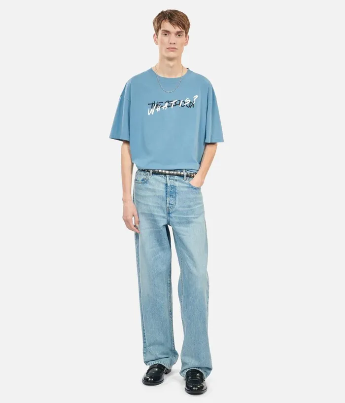 Men Tshirts THE KOOPLES Light Blue What Is Handwritten Serigraphy Tshirt Men Tshirts THE KOOPLES Light Blue What Is Handwritten Serigraphy Tshirt