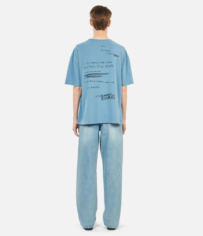 Men Tshirts THE KOOPLES Light Blue What Is Handwritten Serigraphy Tshirt Men Tshirts THE KOOPLES Light Blue What Is Handwritten Serigraphy Tshirt