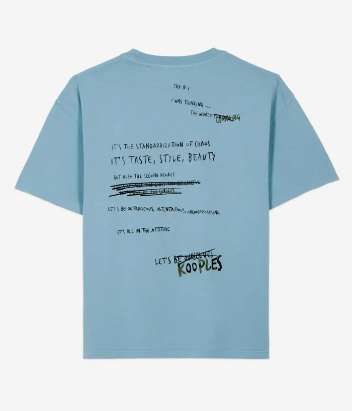 Men Tshirts THE KOOPLES Light Blue What Is Handwritten Serigraphy Tshirt Men Tshirts THE KOOPLES Light Blue What Is Handwritten Serigraphy Tshirt