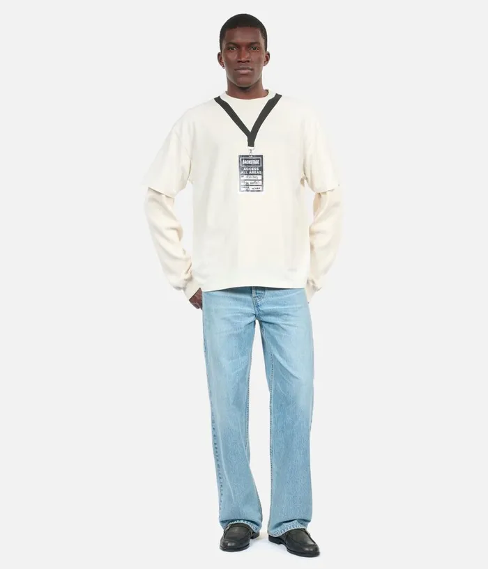 Men Tshirts THE KOOPLES White Backstage Serigraphy Tshirt Men Tshirts THE KOOPLES White Backstage Serigraphy Tshirt