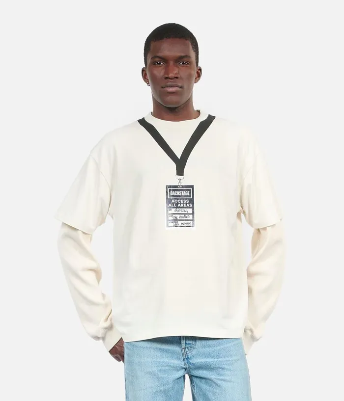 Men Tshirts THE KOOPLES White Backstage Serigraphy Tshirt Men Tshirts THE KOOPLES White Backstage Serigraphy Tshirt
