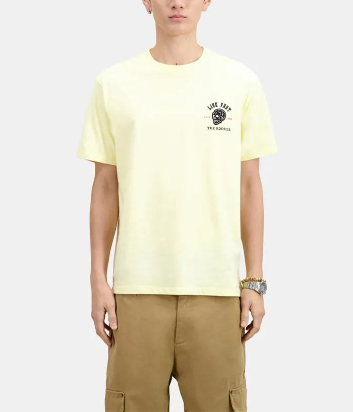 Men Tshirts THE KOOPLES Yellow Live Fast Tshirt Men Tshirts THE KOOPLES Yellow Live Fast Tshirt