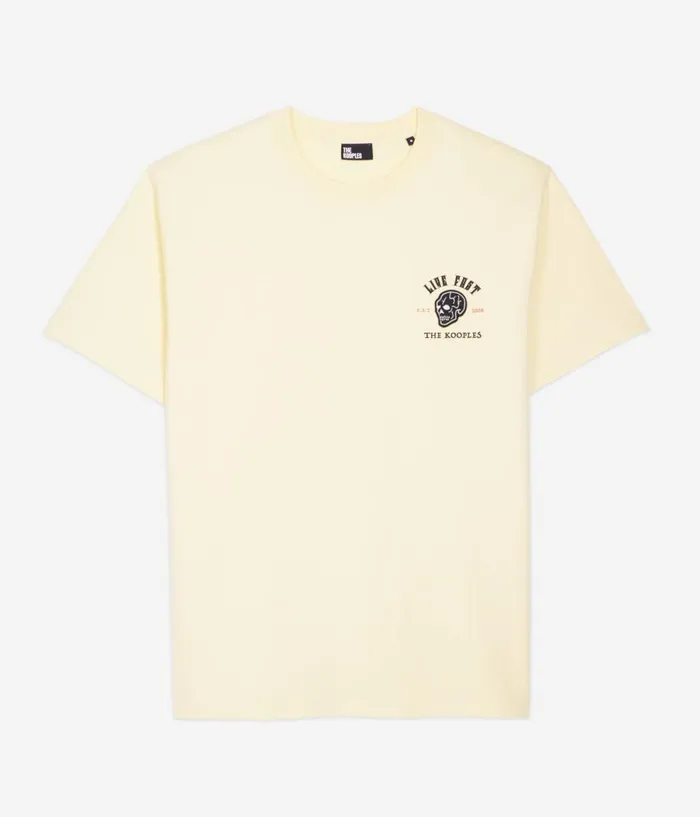 Men Tshirts THE KOOPLES Yellow Live Fast Tshirt Men Tshirts THE KOOPLES Yellow Live Fast Tshirt