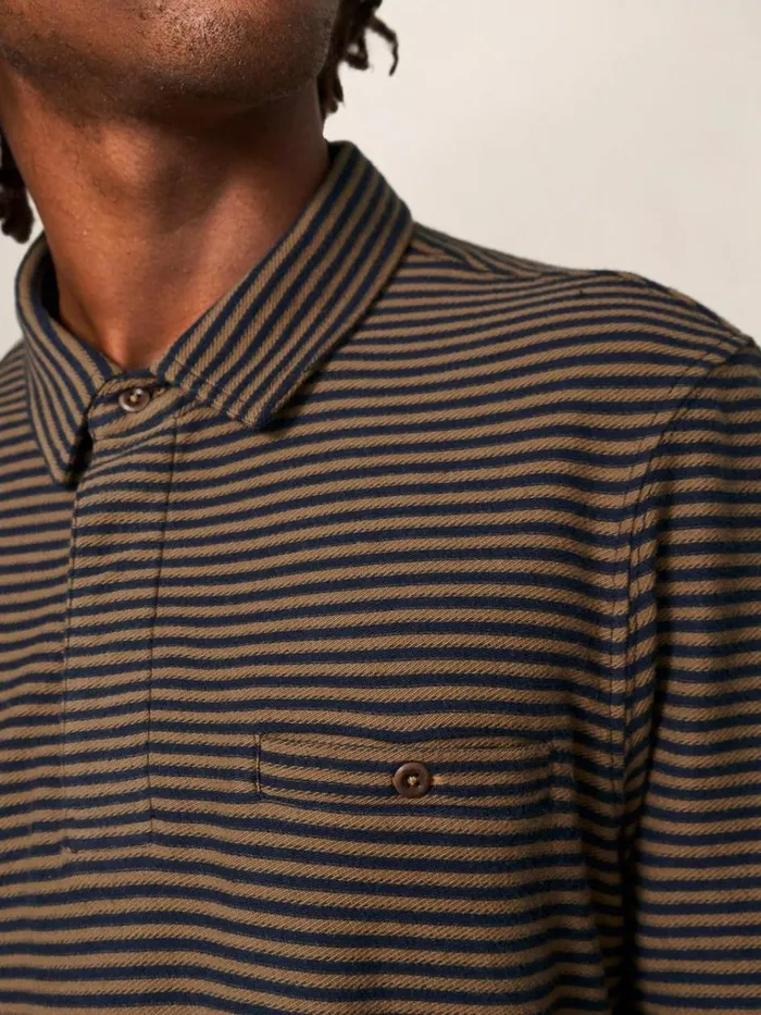 Men TSHIRTS White Stuff Burston Striped SS Polo Mid Brown Men TSHIRTS White Stuff Burston Striped SS Polo Mid Brown