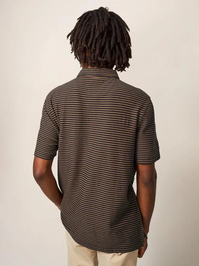 Men TSHIRTS White Stuff Burston Striped SS Polo Mid Brown Men TSHIRTS White Stuff Burston Striped SS Polo Mid Brown