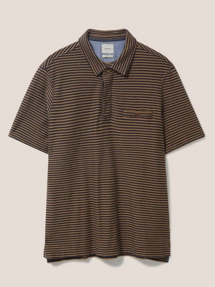 Men TSHIRTS White Stuff Burston Striped SS Polo Mid Brown Men TSHIRTS White Stuff Burston Striped SS Polo Mid Brown