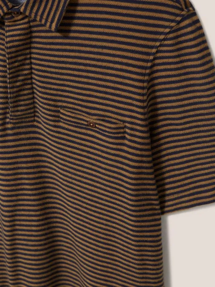 Men TSHIRTS White Stuff Burston Striped SS Polo Mid Brown Men TSHIRTS White Stuff Burston Striped SS Polo Mid Brown