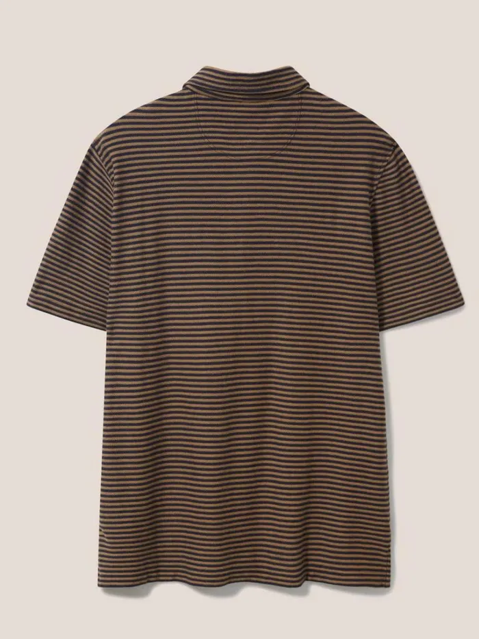 Men TSHIRTS White Stuff Burston Striped SS Polo Mid Brown Men TSHIRTS White Stuff Burston Striped SS Polo Mid Brown