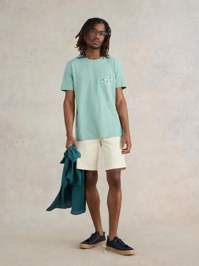 Men TSHIRTS White Stuff Shark Pocket Graphic Tee Mint Green Men TSHIRTS White Stuff Shark Pocket Graphic Tee Mint Green
