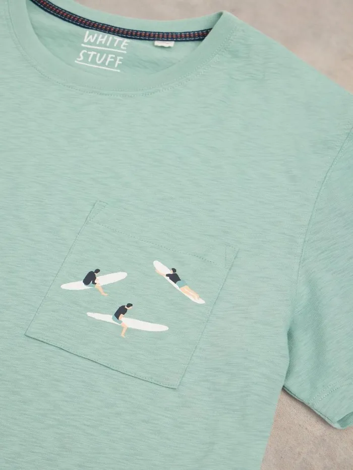 Men TSHIRTS White Stuff Shark Pocket Graphic Tee Mint Green Men TSHIRTS White Stuff Shark Pocket Graphic Tee Mint Green