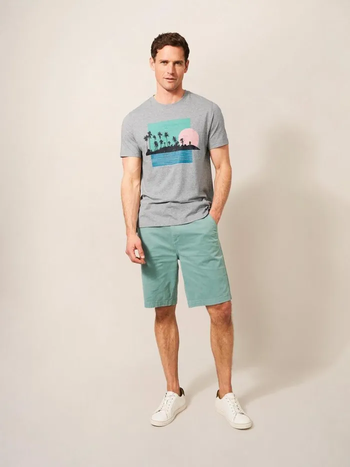 Men TSHIRTS White Stuff Sunset Surf Graphic Tee Grey Marl