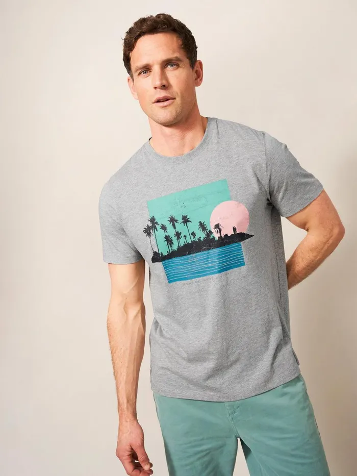 Men TSHIRTS White Stuff Sunset Surf Graphic Tee Grey Marl Men TSHIRTS White Stuff Sunset Surf Graphic Tee Grey Marl