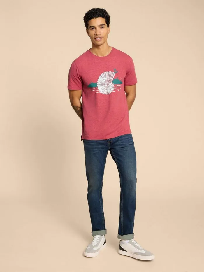 Men TSHIRTS White Stuff Surf Shell Graphic Tee Coral Print