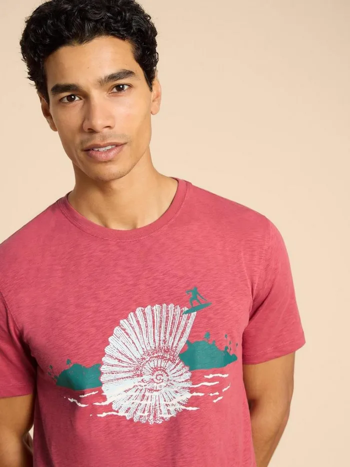 Men TSHIRTS White Stuff Surf Shell Graphic Tee Coral Print Men TSHIRTS White Stuff Surf Shell Graphic Tee Coral Print