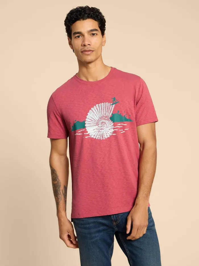 Men TSHIRTS White Stuff Surf Shell Graphic Tee Coral Print Men TSHIRTS White Stuff Surf Shell Graphic Tee Coral Print