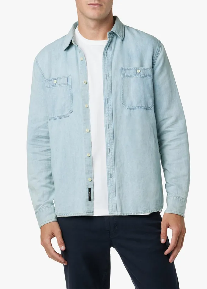 Men Tops Tees Joe039s Jeans LOU INDIGO LINEN SHIRT Spring Sky