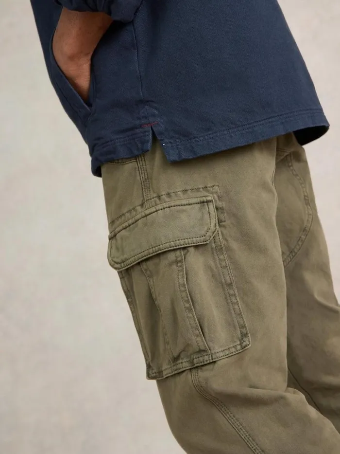 Men TROUSERS White Stuff Kegworth Organic Cargo Trouser Khaki Green