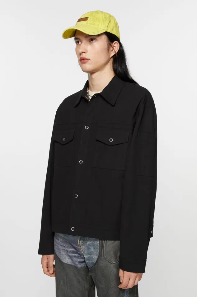 Men Twill Jacket Black Acne Studios Outerwear