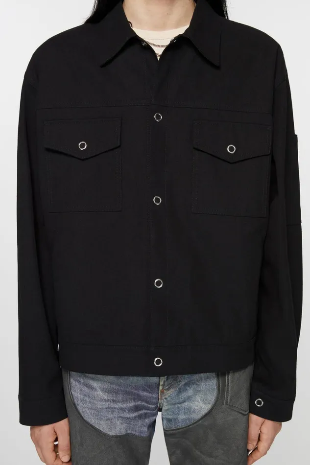 Men Twill Jacket Black Acne Studios Outerwear