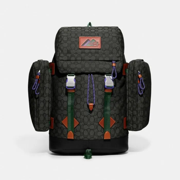 Men Utility Backpack In Signature Jacquard Charcoal Coach Backpacks