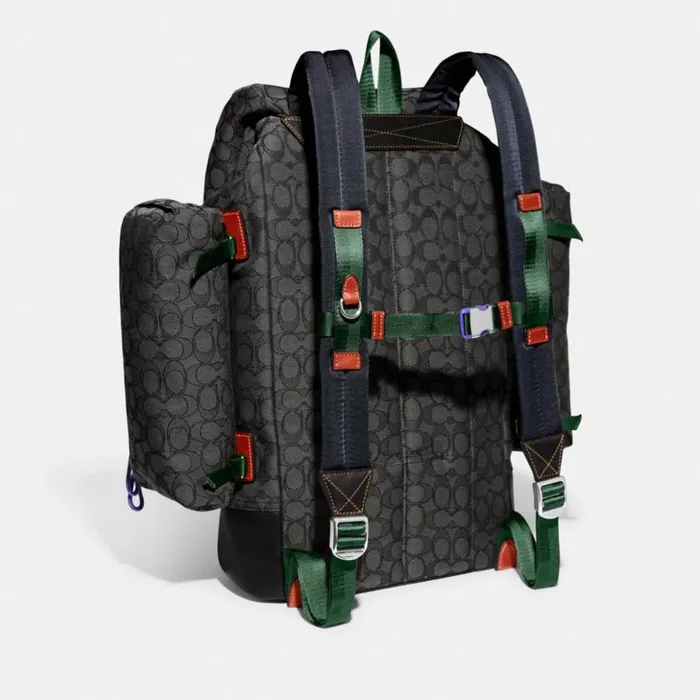 Men Utility Backpack In Signature Jacquard Charcoal Coach Backpacks