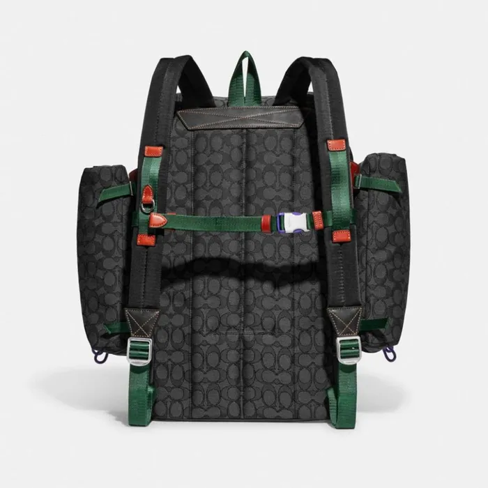 Men Utility Backpack In Signature Jacquard Charcoal Coach Backpacks
