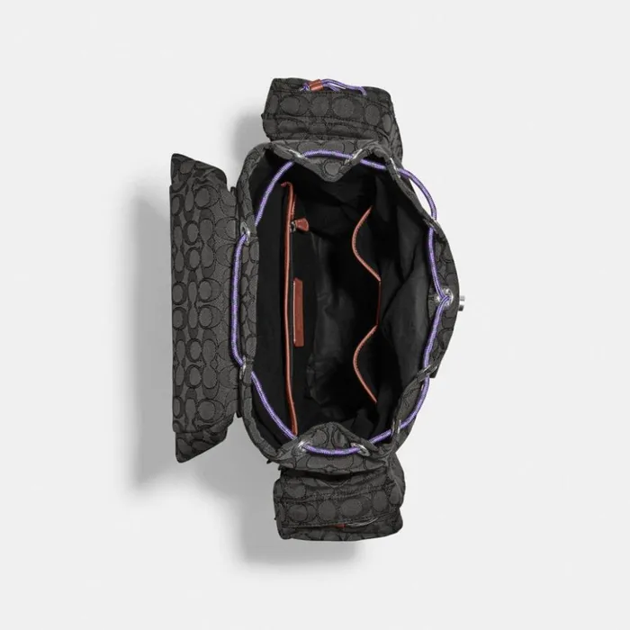 Men Utility Backpack In Signature Jacquard Charcoal Coach Backpacks