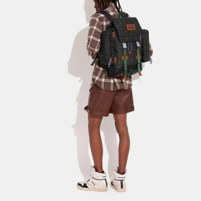 Men Utility Backpack In Signature Jacquard Charcoal Coach Backpacks