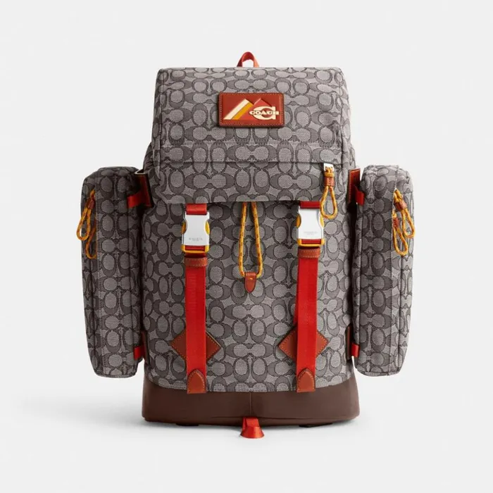 Men Utility Backpack In Signature Jacquard Oak Coach Backpacks