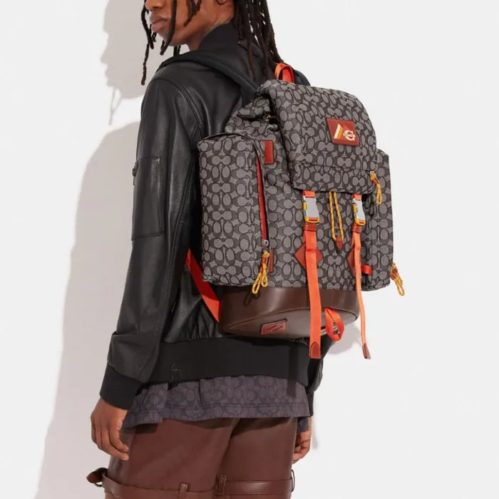 Men Utility Backpack In Signature Jacquard Oak Coach Backpacks