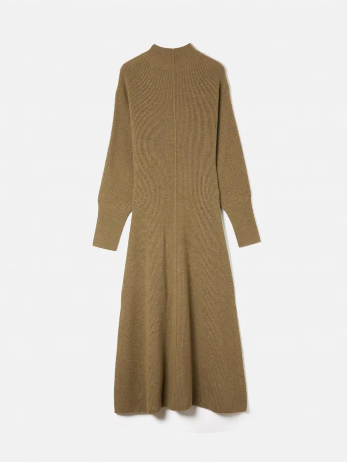 Merino Blend Batwing Dress Khaki Women Jigsaw Dresses and Jumpsuits