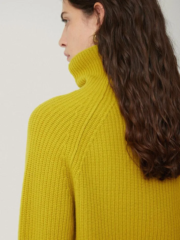 Merino Fishermans Rib Jumper Mustard Women Jigsaw Knitwear and Cashmere
