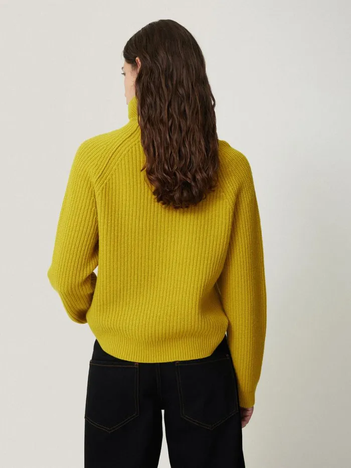 Merino Fishermans Rib Jumper Mustard Women Jigsaw Knitwear and Cashmere
