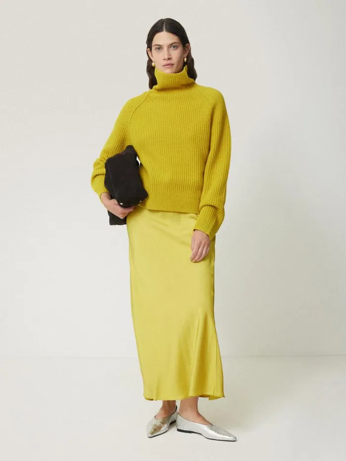 Merino Fishermans Rib Jumper Mustard Women Jigsaw Knitwear and Cashmere