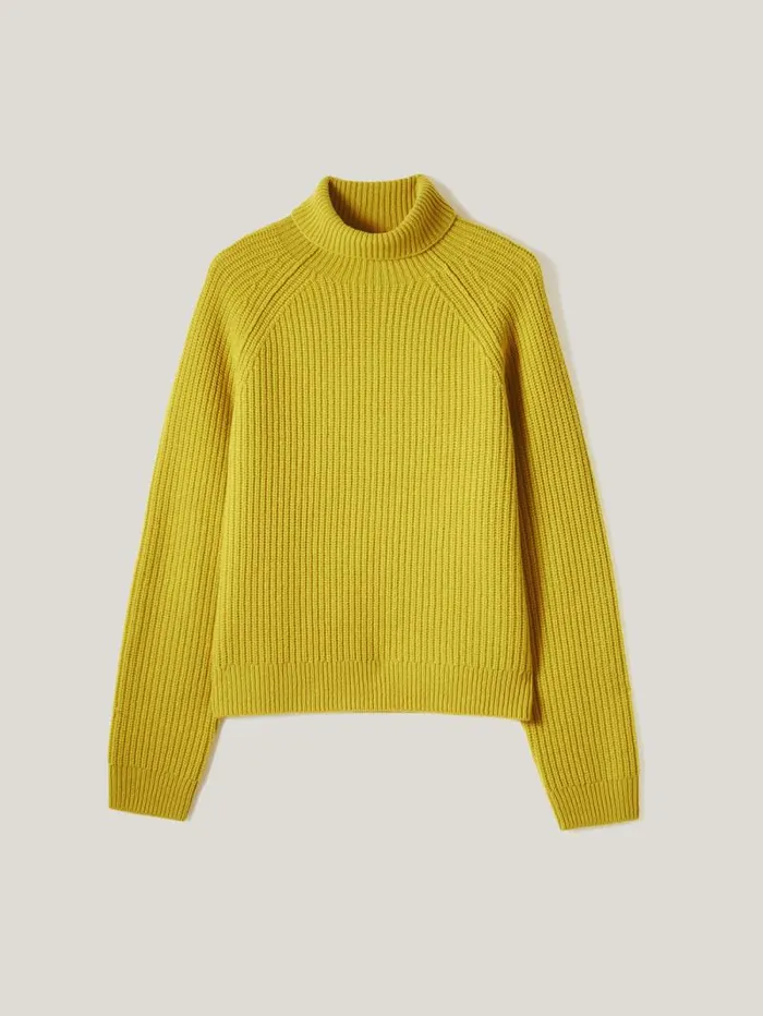 Merino Fishermans Rib Jumper Mustard Women Jigsaw Knitwear and Cashmere