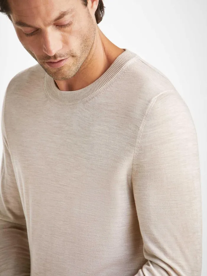 Merino Sweaters and Hoodies Men Derek Rose Sweater Orson Merino Wool Oat
