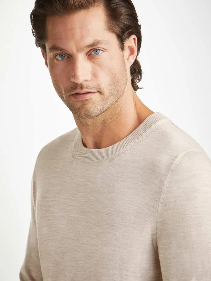 Merino Sweaters and Hoodies Men Derek Rose Sweater Orson Merino Wool Oat