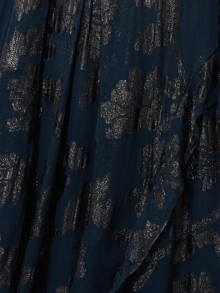 Metallic Jacquard Midi Dress Navy Women Jigsaw Party