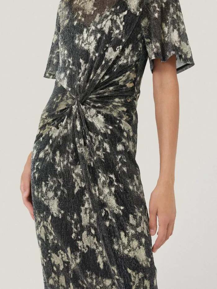 Metallic Knot Front Dress Gold Women Jigsaw Party