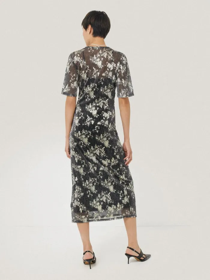 Metallic Knot Front Dress Gold Women Jigsaw Party