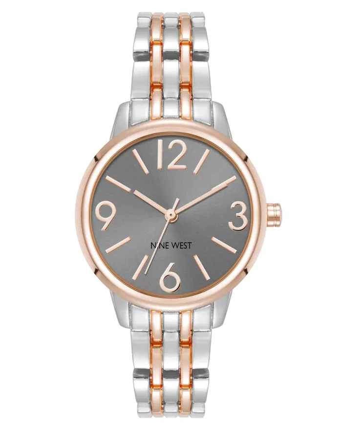 Mini Boyfriend Watch Silver Women Nine West Straps