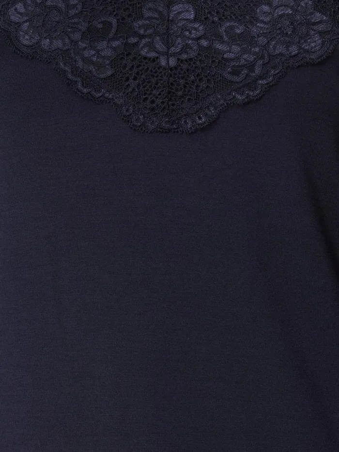 Modal Lace Vest Navy Women Jigsaw Shirts and Tops