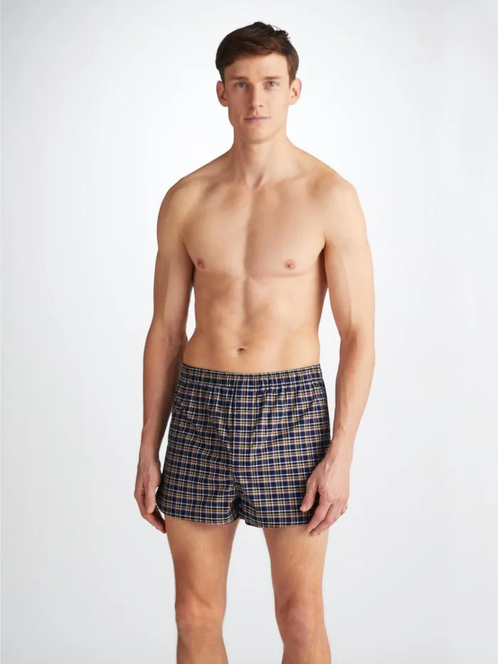 Modern Fit Boxer Shorts Men Derek Rose Modern Fit Boxers Barker 37 Cotton Navy