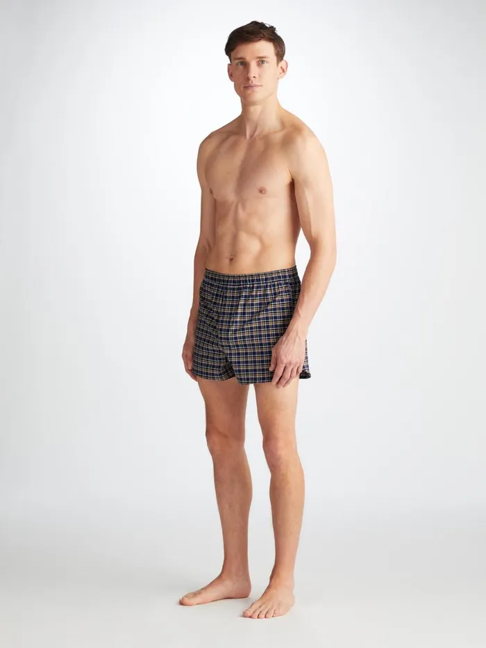 Modern Fit Boxer Shorts Men Derek Rose Modern Fit Boxers Barker 37 Cotton Navy