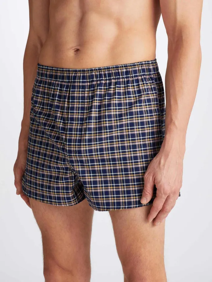 Modern Fit Boxer Shorts Men Derek Rose Modern Fit Boxers Barker 37 Cotton Navy
